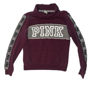Victoria’s Secret PINK Burgundy Pullover Sweatshirt Size Small 2018 Flawed